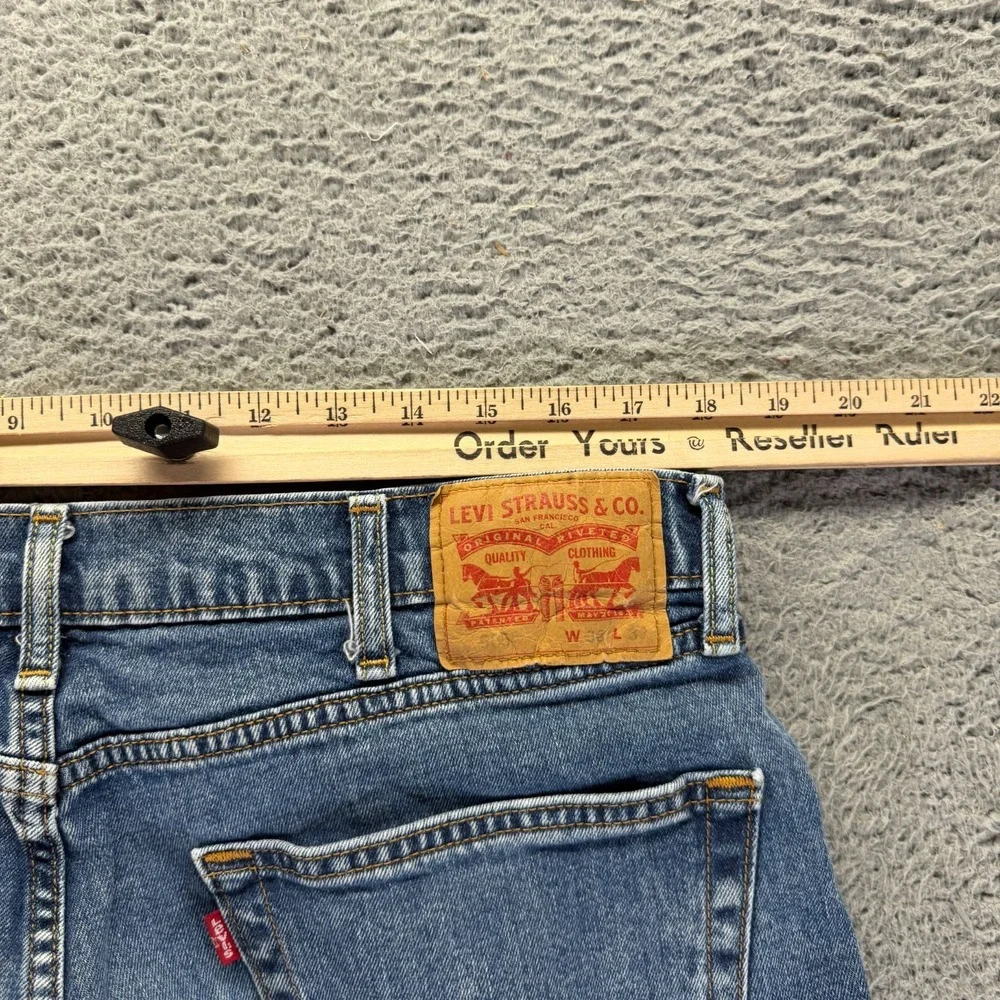 Levi's 505 Jeans Men 36x31 Blue Cotton Denim Straight Leg Faded Workwear Stretch